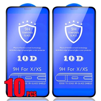 10шт 10D Закаленное Стекло С Полным Покрытием Защитная Пленка Для экрана Для iPhone 11 12 13 14 pro max XS XR X 8 7 6 Plus SE